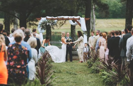 Outdoor wedding ceremony at Rural Hill Farm in Tennessee during spring